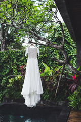 Wedding dress in the garden