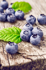 Blueberries on wooden background