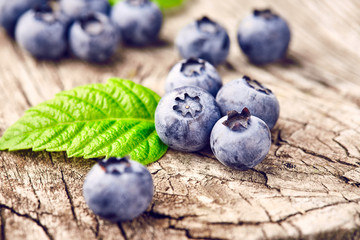 Blueberries on wooden background