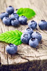 Blueberries on wooden background