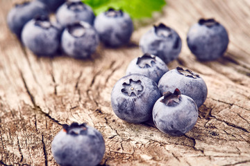 Blueberries on wooden background