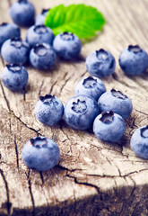 Blueberries on wooden background