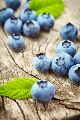 Blueberries on wooden background