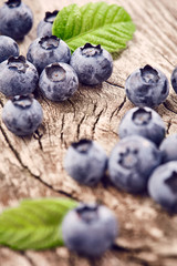 Blueberries on wooden background