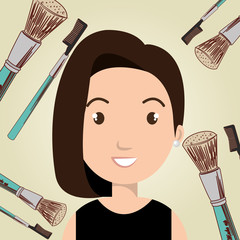 woman make up brush vector illustration graphic