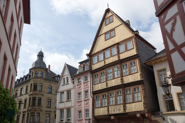 Fachwerkgebäude in der Leichhofstraße in Mainz, Rheinland-Pfalz