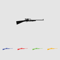 Sniper rifle vector black simple icon. Flat style for web and mobile.