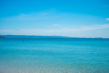 Fototapeta na wymiar Tropical ocean with blue sky - Travel summer vacation concept. 