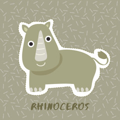 Rhinoceros : Cute Animal Set :  Vector Illustration