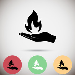 fire in hand  icon