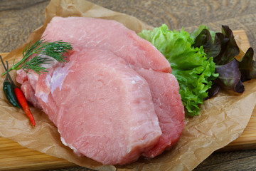 Raw pork steak