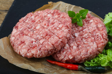 Raw burger cutlet