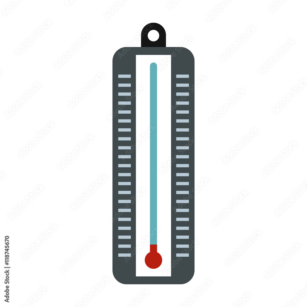 Poster thermometer with low temperature icon in flat style isolated on white background. measuring symbol