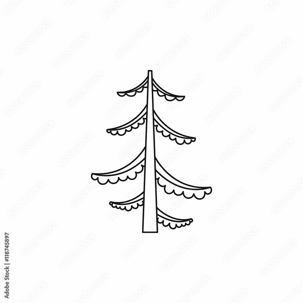 Poster forest fir tree icon in outline style isolated on white background