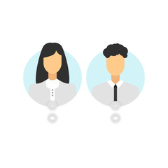 Avatars of a male and a female in business suits. Vector