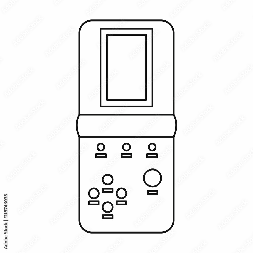 Aufkleber tetris portable game icon in outline style isolated on white background