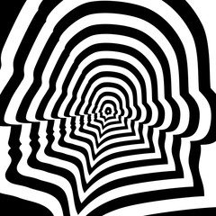 Concentric abstract symbol, George Washington profile - optical, visual illusion.