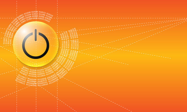 Vector abstract background with a circular binary code and power