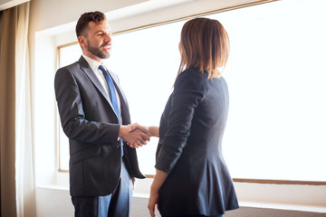 Business partners giving each other a handshake