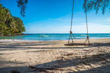 Swing on beautiful tropical island beach summer holiday - Travel summer holiday concept.	