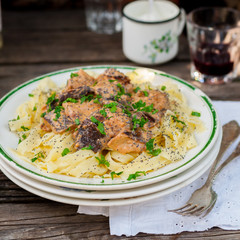 Pasta with Beef Meatballs and Wild Mushrooms