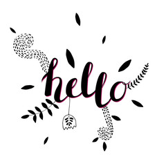 Obraz premium hello vector lettering
