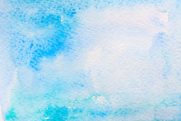 Fototapeta premium Abstract background, original art, watercolor painting. Paper texture with green and blue stains. Colorful handmade technique aquarelle.