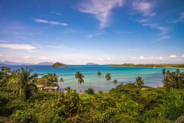 Fototapeta na wymiar Beautiful tropical island beach from view point - Travel summer holiday concept.