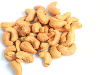 A cashew seed on white background.