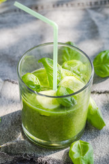 Green smoothie fresh cucumbers celery basil