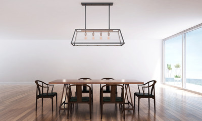 Fototapeta premium 3D render dining room and sea view