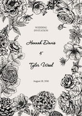 Bouquet of flowers. Wedding card. Vector illustration.