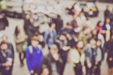 Blurred Top View of People with Retro Filter