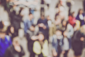 Blurred Top View of People with Retro Filter