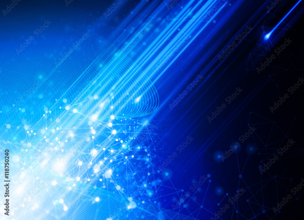 Poster data deep learning hologram ai technology robotic, molecule of chemical, atom cell science, futurist