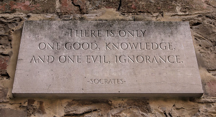 There is only one good, knowledge, and one evil, ignorance. Is a saying of the Greek philosopher...