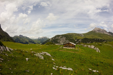 Fototapeta na wymiar Alp Madloch Above Zürs in Vorarlberg Austria