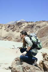 spanish mountain climber hiking in Tenerife