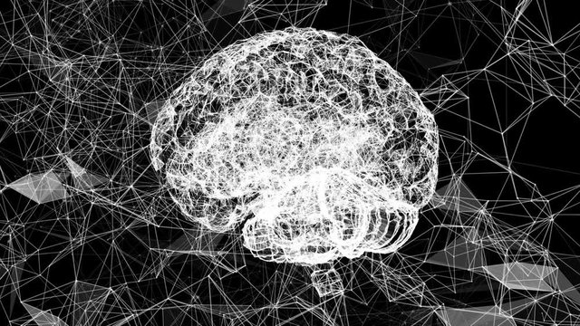 The cyber-brain. Artificial intelligence. Triangulation of the technology of the brain. Video of the human brain.