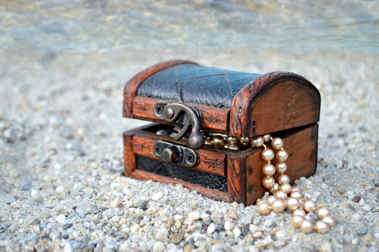 Treasure chest on the beach