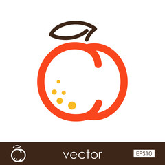 Peach outline icon. Fruit