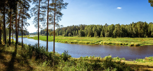 Fototapeta premium летний пейзаж на берегу уральской реки Иртыш, Россия