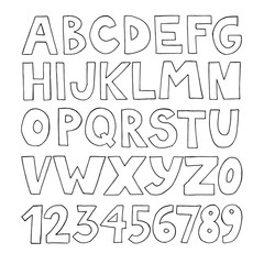 Hand drawn doodle colorful vector handwritten alphabet 