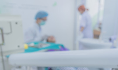 Fototapeta premium Little girl sitting in the dentists office