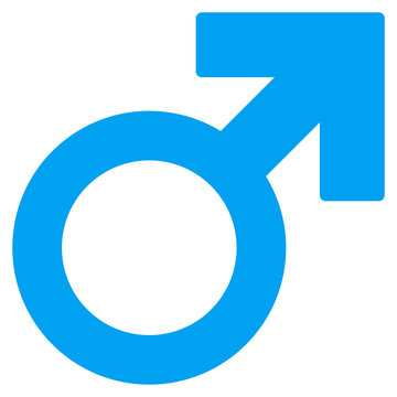 Male Symbol icon. Vector style is flat iconic symbol with rounded angles, blue color, white background.