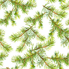 Obraz premium New year seamless pattern with branches of christmas tree 