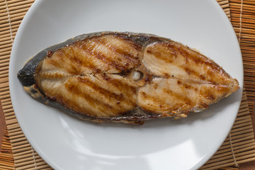 A fried fish on plate.