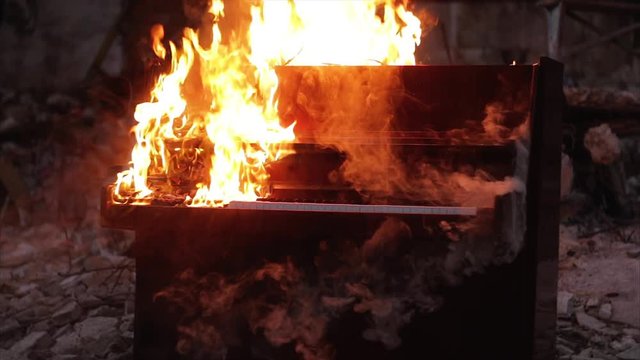 Piano on fire musical instrument