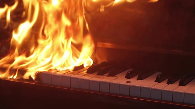 Piano on fire musical instrument
