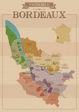 Carte bois du Vignoble de Bordeaux